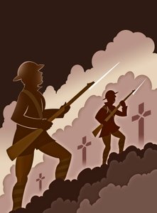 Süngü ile Birinci Dünya Savaşı askerleri - siperlerden çıkan by Neale Osborne