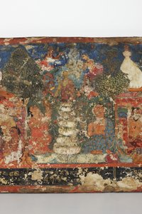 Bir Budist el yazması kapağından detay (ahşap üzerine opak sulu boya) by Nepalese School