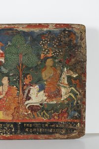 Bir Budist el yazması kapağından detay (ahşap üzerine opak sulu boya) by Nepalese School