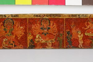 Devimahatmya el yazması kapağından detay (ahşap üzerine opak klozet)
