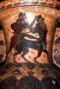 Herkül ve Centaur Setos, Yunan Potunun Detayı, Korint, MÖ 7. yy by Nessos Painter