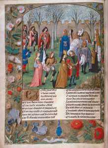 Harl 4425 f.14v The Carolle in the Garden, 