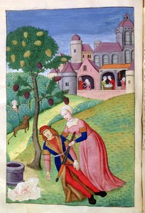 Ms 324 f.44 v. Alcithoe, Pyramus ve Thisbe, Dut ağacı renk değiştirir, Metamorphoses by Ovid, 1479
