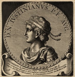 Bizans İmparatoru II. Justinian'ın portresi.