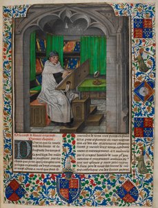 Royal 14 E. I f.3 Vincent de Beauvais masasında, Vincent of Beauvais ve Jean de Vignay (parşömen) tarafından yazılan 