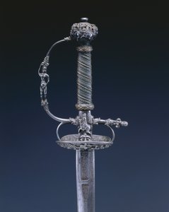 Küçük kılıç, c.1650-60 (çelik, ahşap ve bakır tel) by Netherlandish School