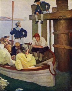 Robert Louis Stevenson tarafından Kaçırılanlar için çizim (renkli taş) by Newell Convers (after) Wyeth