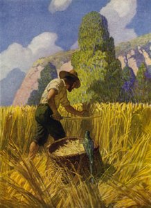 Robinson Crusoe için çizim (renkli taş) by Newell Convers (after) Wyeth