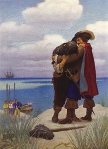 Robinson Crusoe için çizim (renkli taş)