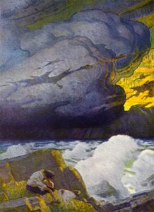 Robinson Crusoe için çizim (renkli taş) by Newell Convers (after) Wyeth