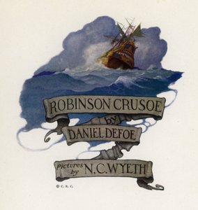 Robinson Crusoe için çizim (renkli taş) by Newell Convers (after) Wyeth