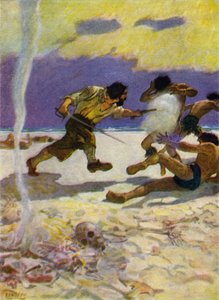 Robinson Crusoe için çizim (renkli taş)
