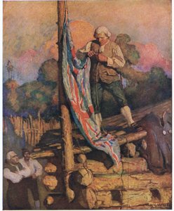 Kaptan Smollett isyancılara meydan okuyor: sonra çatıya çıkarak kendi elleriyle renkleri araştırdı by Newell Convers Wyeth