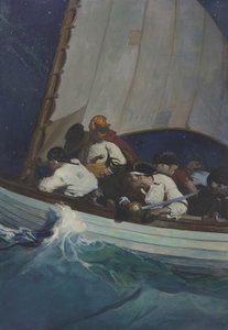 "Ah, Morgan'ın adamları senin peşinde ve Karasakal - korsan!..." by Newell Convers Wyeth