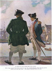 John Paul Jones ile deniz duvarında: John Paul, uzun bir süre liman boyunca açık suya giden gemiye baktı, 1928 by Newell Convers Wyeth
