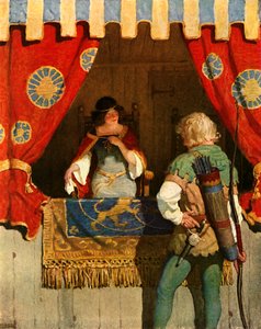 Robin, Hizmetçi Marian ile tanışır by Newell Convers Wyeth