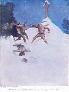 Yedi ya da sekiz saldırgan vardı ve bir tanesi onlara karşı direnecekti, 1916 by Newell Convers Wyeth