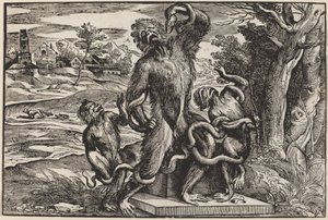 Laocoon Grubunun Karikatürü by Niccolò Boldrini after Titian