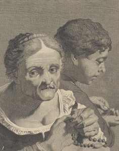 Tesbihli yaşlı bir kadın ve bozuk para sayan bir çocuk, 10 fr..., yakl. 1750-90. by Niccolò Cavalli
