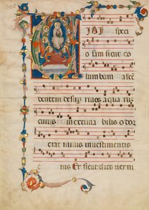 Bir Antiphonary'den İlk V'de Bakire'nin Varsayımı ile El Yazması Yaprağı, ca. 1340 by Niccolò di ser Sozzo