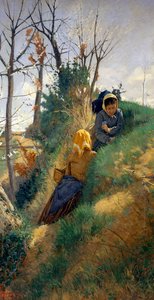 Pastoral sahne, Niccolo Cannicci (1846-1906), tuval üzerine yağlı boya, 72x38 cm