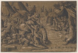 Ortada bir ata bindirilen Roma kahramanı Cloelia, arka planda Roma,..., 1540-50