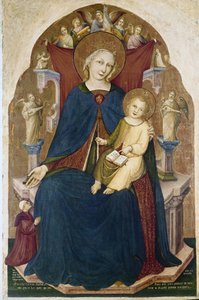 Madonna, Çocuk ve iki adanmışla birlikte tahta çıktı. Niccolo di Pietro Gerini