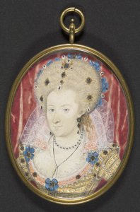 Danimarkalı Anne, c.1600 (kart üzerine serilmiş parşömen üzerine guaş) by Nicholas (studio of) Hilliard
