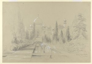 Tac Mahal, Agra, 24 Ocak 1870 (kağıt üzerinde beyaz kabartmalı kurşun kalem)