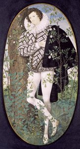 Güller Arasında Bir Ağaca Yaslanmış Genç Bir Adam (vücut rengi parşömen üzerine) by Nicholas Hilliard