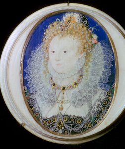 İngiltere Kraliçesi I. Elizabeth'in çağdaş minyatür portresi by Nicholas Hilliard