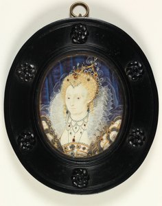 Kraliçe I. Elizabeth (fildişi üzerine sulu boya) by Nicholas Hilliard