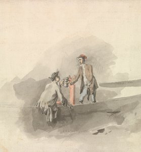 Kayıktaki İki Adam Tankardları şakırdatıyor (?) by Nicholas Pocock