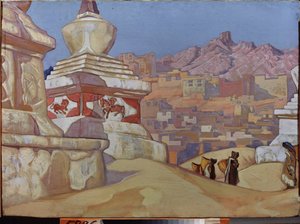 Kurye of Good Fortune (Maitreya süitinden). Tibet Budizmi. Nicholas Roerich (1874-1947), karton üzerine tempera çalışması by Nicholas Roerich
