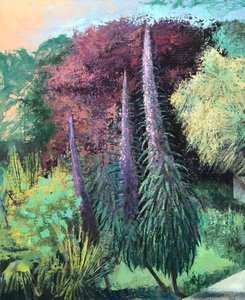 Üç Echium, 2022-23 (tahta üzerine yağlıboya)