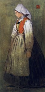 Norveç: Bir Hardanger Köylü Kızı (renkli taş)
