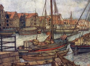 Norveç: Bergen Tekneleri ve Depoları (renkli taş)
