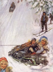 Norveç: Devrilmiş Kızaktaki Kızlar, Holmencollen (renkli taş) by Nico Jungman