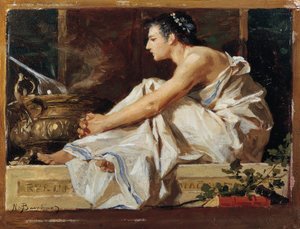 Coğrafya çalışması, yazan Nicolo Barabino (1832-1891), panel üzerine yağlı boya by Nicolo Barabino