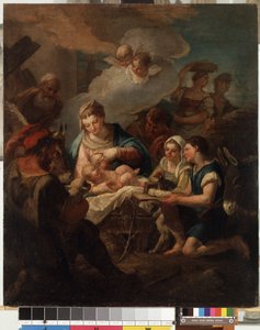 ""İsa Çocuğunun Hayranlığı"" (Mesih Çocuğunun Hayranlığı) Tablosu Nicola Grassi (1682-1748) 18. yüzyıl Mikalojus Konstantinas Ciurlionis Güzel Sanatlar Müzesi, Kaunas, Litvanya by Nicolò Grassi