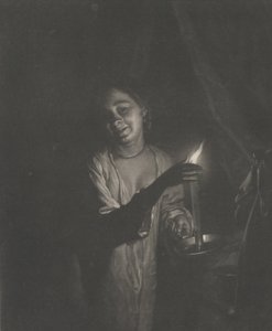 Yatak Odasında Mum Tutan Genç Kadın, 1690-1715., 1690-1715. by Nicolaas Verkolje