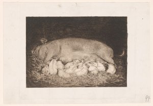 Domuz yavruları ile ekmek by Nicolaas van der Waay