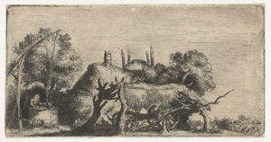 Bir kuyu ve bir vagon ile manzara by Nicolaes Anthoni Flinck (attributed to)