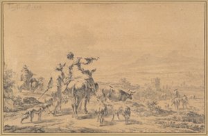 İtalyan Manzarasında Çoban by Nicolaes Berchem