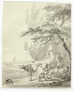 İnek ve koyun güden adam by Nicolaes Berchem