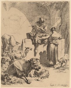 Bir Çeşmede Oturan Çoban ve Dönücü, 1652.