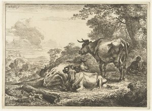 Üç dinlenme inek by Nicolaes Pietersz Berchem