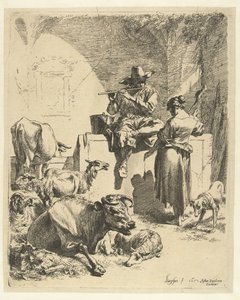 Flüt Çalan Çoban ve Spinner by Nicolaes Pietersz Berchem
