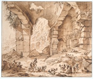 Kolezyum kalıntılarının görünümü by Nicolaes Pietersz Berchem