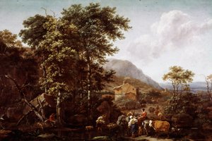 Manzara ve hayvanlar. Nicolaes Berchem (1620-1683), Hollandalı ressam